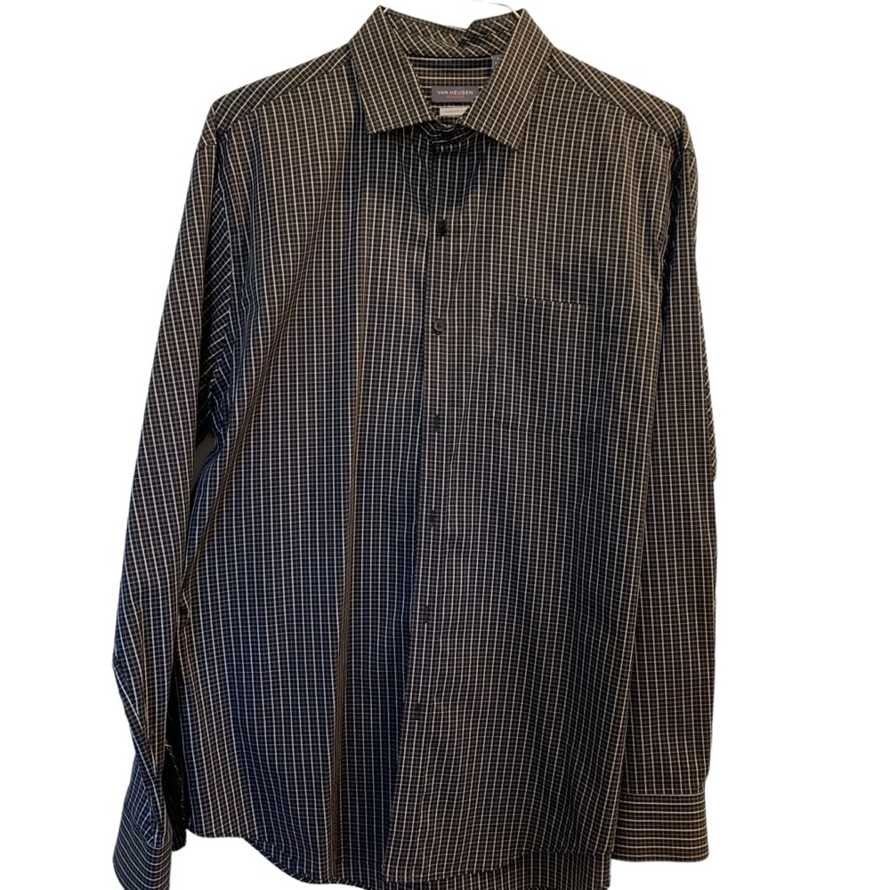 Van Heusen Shirt Plaid Classic Fit Size Large